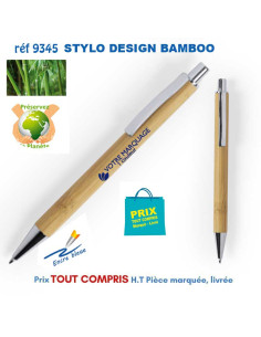 STYLO BILLE DESIGN BAMBOU REF 9345 9345 Stylos Bois, carton, recyclé  1,79 €