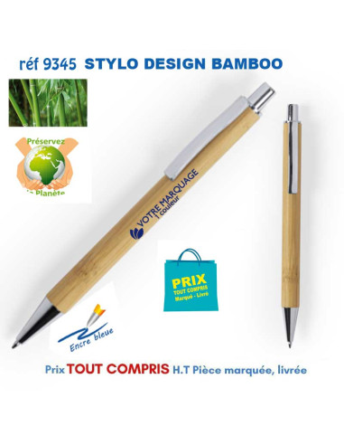 STYLO BILLE DESIGN BAMBOU REF 9345 9345 Stylos Bois, carton, recyclé  1,79 €