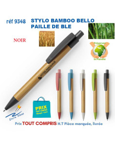 STYLO BILLE BAMBOU PAILLE DE BLE BELLO REF 9348 9348 Stylos Bois, carton, recyclé  1,79 €