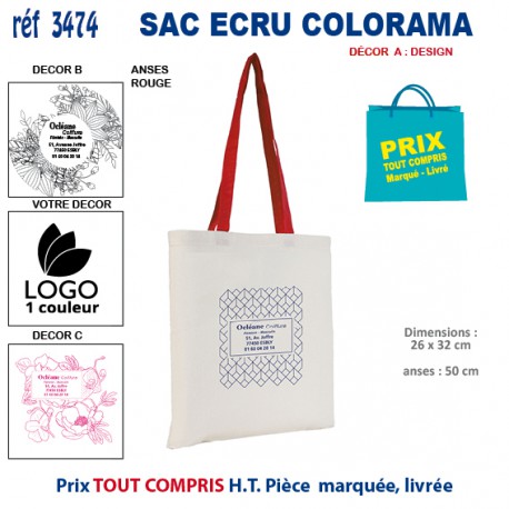 PETIT SAC ECRU COLORAMA REF 3474 3474 SACS SHOPPING - TOTEBAG  2,55 €