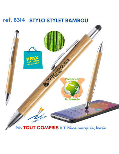 STYLO STYLET BAMBOU REF 8314 8314 Stylos Bois, carton, recyclé  2,13 €