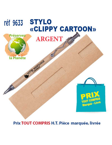 STYLO CLIPPY CARTOON REF 9633 9633 Stylos Bois, carton, recyclé  1,07 €