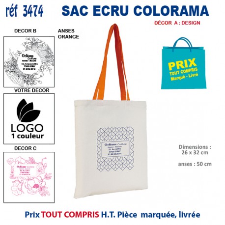 PETIT SAC ECRU COLORAMA REF 3474 3474 SACS SHOPPING - TOTEBAG  2,60 €
