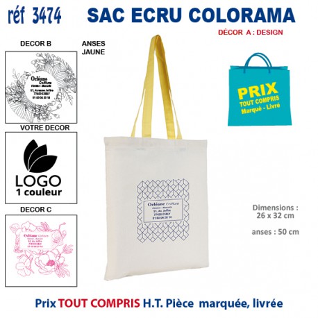 PETIT SAC ECRU COLORAMA REF 3474 3474 SACS SHOPPING - TOTEBAG  2,60 €