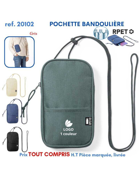 POCHETTE BANDOULIERE RPET REF 20102 20102 POCHETTE - PORTE ETIQUETTE BAGAGE  3,58 €