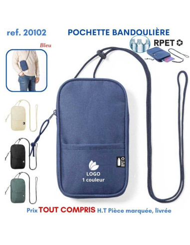 POCHETTE BANDOULIERE RPET REF 20102 20102 POCHETTE - PORTE ETIQUETTE BAGAGE  3,58 €