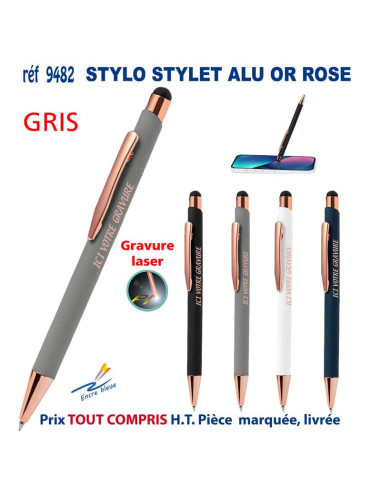 STYLO STYLET ALU OR ROSE REF 9482 9482 STYLOS PUBLICITAIRES PERSONNALISES  2,23 €