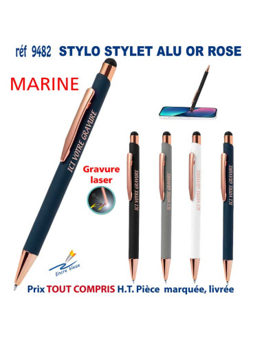 STYLO STYLET ALU OR ROSE REF 9482 9482 STYLOS PUBLICITAIRES PERSONNALISES  2,23 €