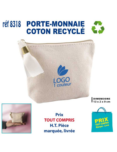 PORTE-MONNAIE COTON RECYCLE REF 8318 8318 DIVERS OBJETS PUBLICITAIRES  2,49 €