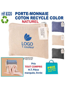 PORTE-MONNAIE COTON RECYCLE COLOR REF 8320 8320 DIVERS OBJETS PUBLICITAIRES  2,53 € 2