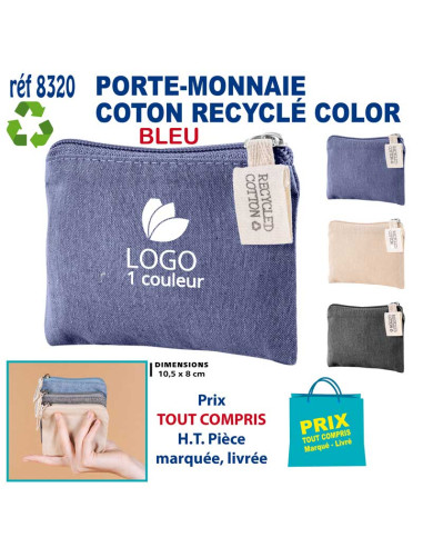 PORTE-MONNAIE COTON RECYCLE COLOR REF 8320 8320 DIVERS OBJETS PUBLICITAIRES  2,53 €