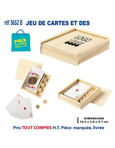 BOITE BOIS JEUX DE CARTES ET DES REF 3652 B 3652 B JEUX - ENFANTS : OBJETS PUBLICITAIRES  3,40 €