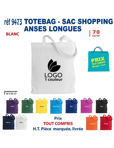 TOTEBAG - SAC SHOPPING ANSES LONGUES REF 9473 9473 SACS SHOPPING - TOTEBAG  1,45 €