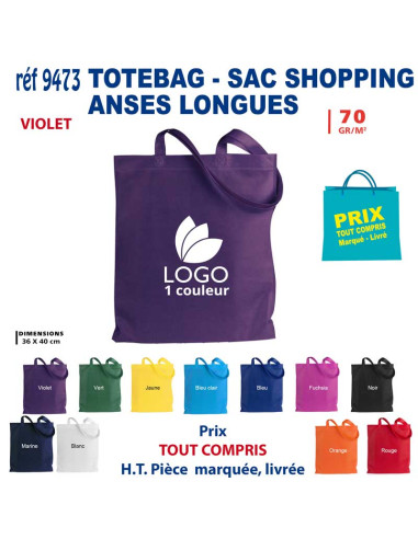 TOTEBAG - SAC SHOPPING ANSES LONGUES REF 9473 9473 SACS SHOPPING - TOTEBAG  1,45 €