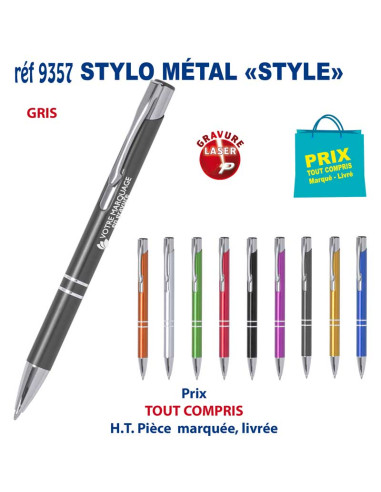 STYLO METAL STYLE REF 9357 9357 STYLOS PUBLICITAIRES PERSONNALISES  1,57 €