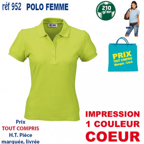 POLO FEMME 210 GRS 952 POLOS PUBLICITAIRES PERSONNALISES  7,43 €