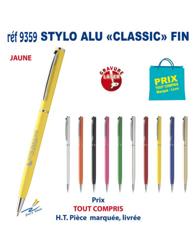 STYLO ALU CLASSIC FIN REF 9359 9359 STYLOS PUBLICITAIRES PERSONNALISES  1,75 €