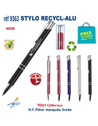 STYLO RECYCL-ALU REF 9363 9363 STYLOS PUBLICITAIRES PERSONNALISES  1,77 €