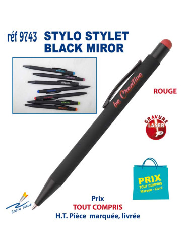 STYLO STYLET BLACK MIROR REF 9743 9743 STYLOS PUBLICITAIRES PERSONNALISES  2,16 €