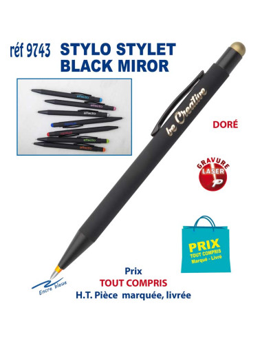 STYLO STYLET BLACK MIROR REF 9743 9743 STYLOS PUBLICITAIRES PERSONNALISES  1,77 €