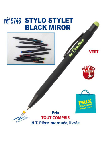 STYLO STYLET BLACK MIROR REF 9743 9743 STYLOS PUBLICITAIRES PERSONNALISES  1,77 €