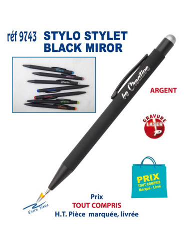 STYLO STYLET BLACK MIROR REF 9743 9743 STYLOS PUBLICITAIRES PERSONNALISES  1,77 €