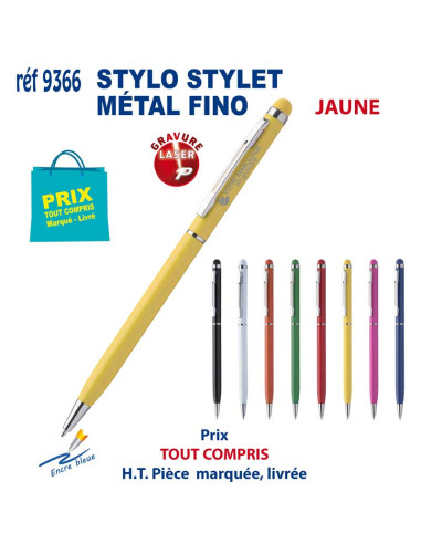 STYLO STYLET METAL FINO REF 9366 9366 STYLOS PUBLICITAIRES PERSONNALISES  1,60 €