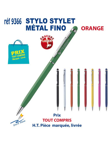 STYLO STYLET METAL FINO REF 9366 9366 STYLOS PUBLICITAIRES PERSONNALISES  1,60 €