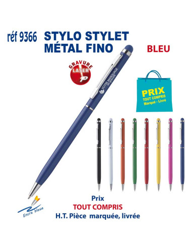STYLO STYLET METAL FINO REF 9366 9366 STYLOS PUBLICITAIRES PERSONNALISES  1,60 €