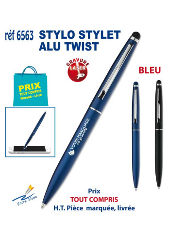 STYLO STYLET ALU TWIST REF 6563 6563 STYLOS PUBLICITAIRES PERSONNALISES  3,13 €