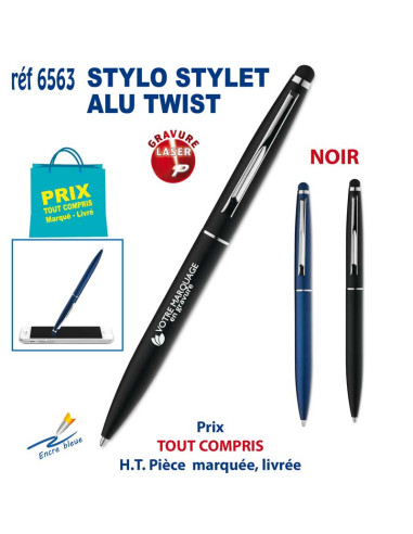 STYLO STYLET ALU TWIST REF 6563 6563 STYLOS PUBLICITAIRES PERSONNALISES  3,63 €