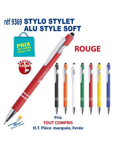 STYLO STYLET ALU STYLE SOFT REF 9369 9369 STYLOS PUBLICITAIRES PERSONNALISES  1,99 €