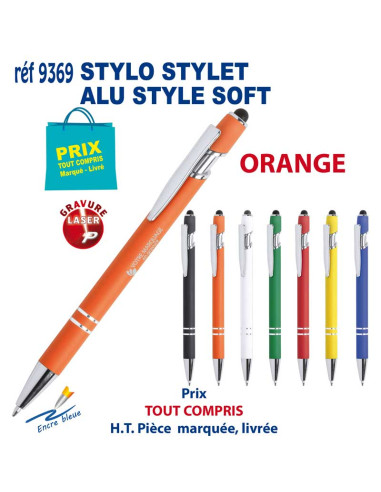 STYLO STYLET ALU STYLE SOFT REF 9369 9369 STYLOS PUBLICITAIRES PERSONNALISES  1,99 €