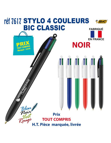 STYLO 4 COULEURS BIC CLASSIC REF 7617 7617 STYLOS PUBLICITAIRES PERSONNALISES  2,57 €