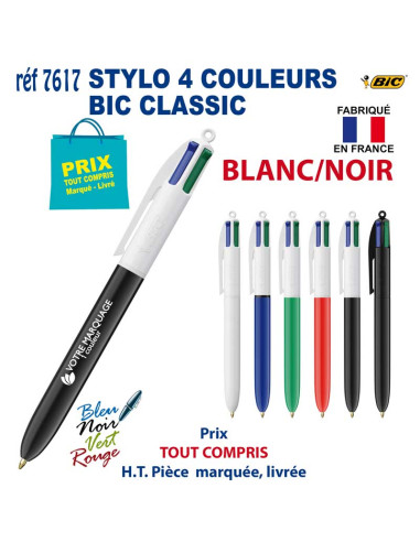 STYLO 4 COULEURS BIC CLASSIC REF 7617 7617 STYLOS PUBLICITAIRES PERSONNALISES  2,57 €