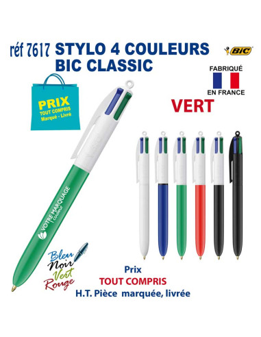 STYLO 4 COULEURS BIC CLASSIC REF 7617 7617 STYLOS PUBLICITAIRES PERSONNALISES  2,57 €