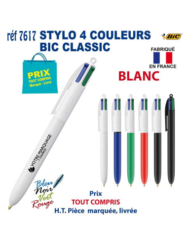 STYLO 4 COULEURS BIC CLASSIC REF 7617 7617 STYLOS PUBLICITAIRES PERSONNALISES  2,57 €