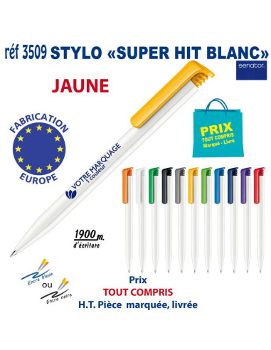 STYLO SUPER HIT BLANC REF 3509 3509 Stylos plastiques  0,42 €