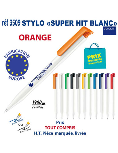 STYLO SUPER HIT BLANC REF 3509 3509 Stylos plastiques  0,42 €