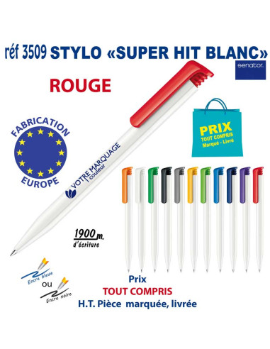 STYLO SUPER HIT BLANC REF 3509 3509 Stylos plastiques  0,42 €