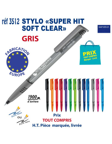 STYLO SUPER HIT SOFT CLEAR REF 3512 3512 Stylos plastiques  0,52 €