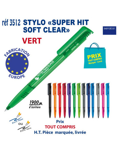 STYLO SUPER HIT SOFT CLEAR REF 3512 3512 Stylos plastiques  0,52 €