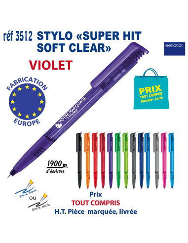 STYLO SUPER HIT SOFT CLEAR REF 3512 3512 Stylos plastiques  0,52 €