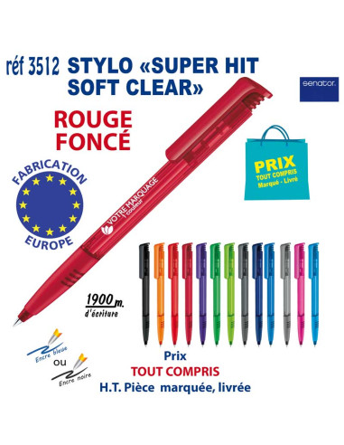 STYLO SUPER HIT SOFT CLEAR REF 3512 3512 Stylos plastiques  0,52 €