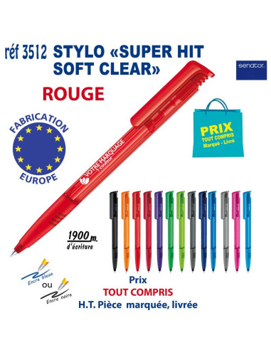 STYLO SUPER HIT SOFT CLEAR REF 3512 3512 Stylos plastiques  0,52 €