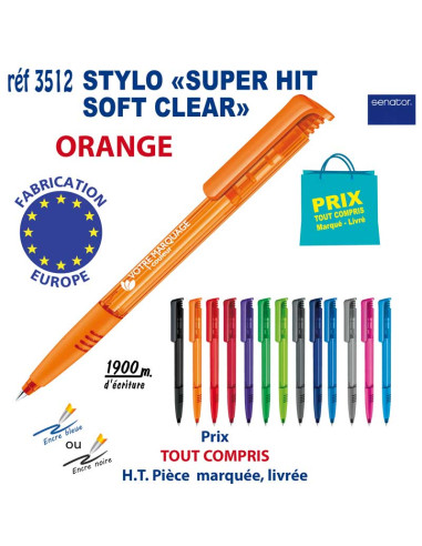 STYLO SUPER HIT SOFT CLEAR REF 3512 3512 Stylos plastiques  0,52 €