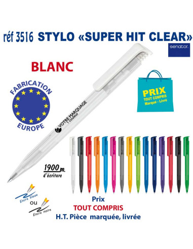 STYLO SUPER HIT CLEAR REF 3516 3516 Stylos plastiques  0,42 €