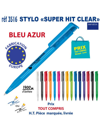 STYLO SUPER HIT CLEAR REF 3516 3516 Stylos plastiques  0,42 €