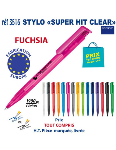 STYLO SUPER HIT CLEAR REF 3516 3516 Stylos plastiques  0,42 €