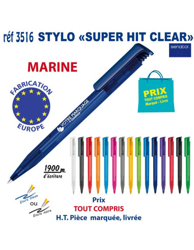 STYLO SUPER HIT CLEAR REF 3516 3516 Stylos plastiques  0,42 €